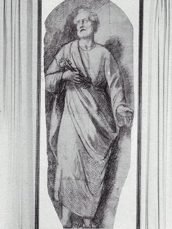 379 San Pietro 1896 carboncino su cartone cm. 210x86 eremo SS. Pietro e Polo Bienno (BS)