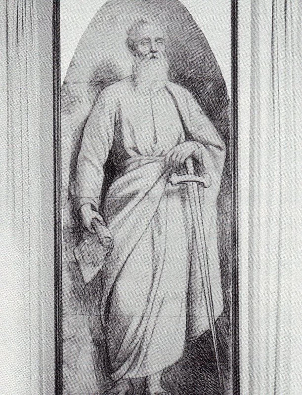 380 San Paolo 1896 carboncino su cartone cm. 210x96 eremo SS. Pietro e Polo Bienno (BS)