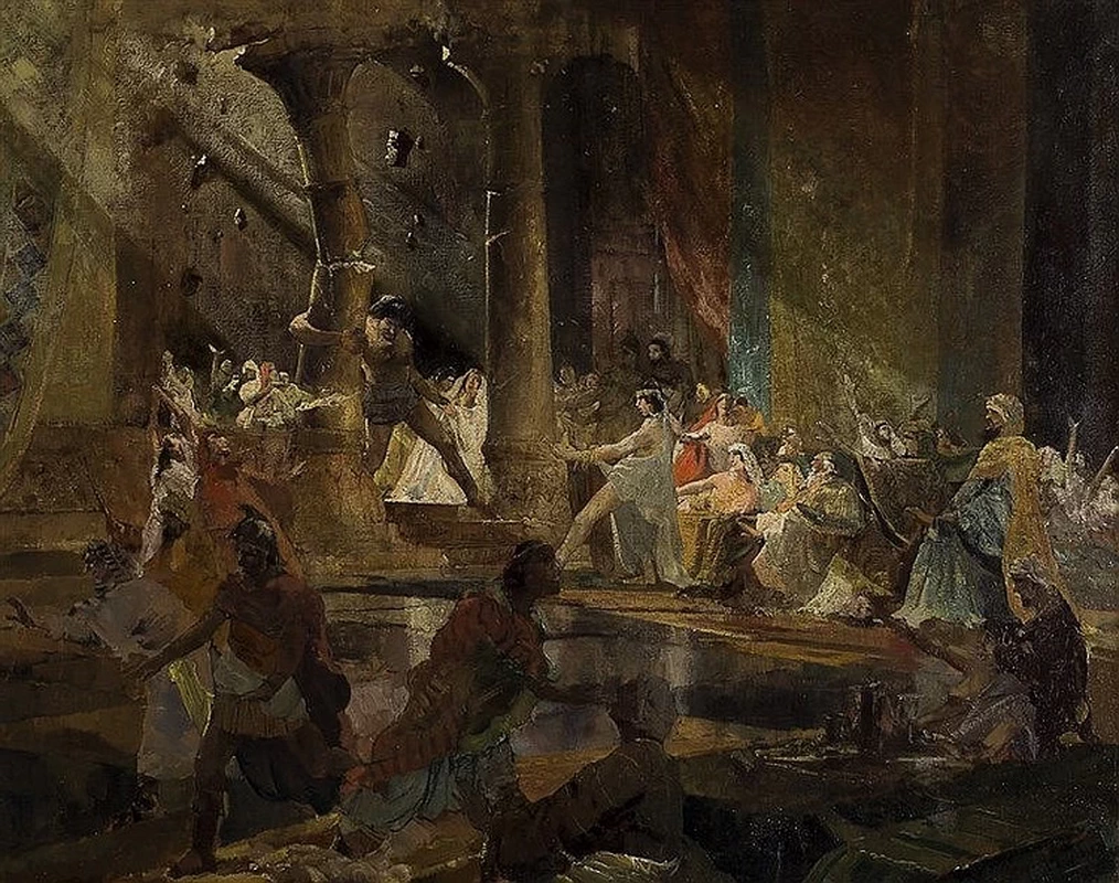 Charles Guérin 47 Sansone e Dalila (Sansone distrugge il tempio di Dagon)