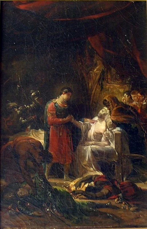 Guillaume Guillon Lethière 45 San Luigi visita le vittime della peste nella piana di Cartagine 1822 Museo Boucher de Perthes, Abbeville