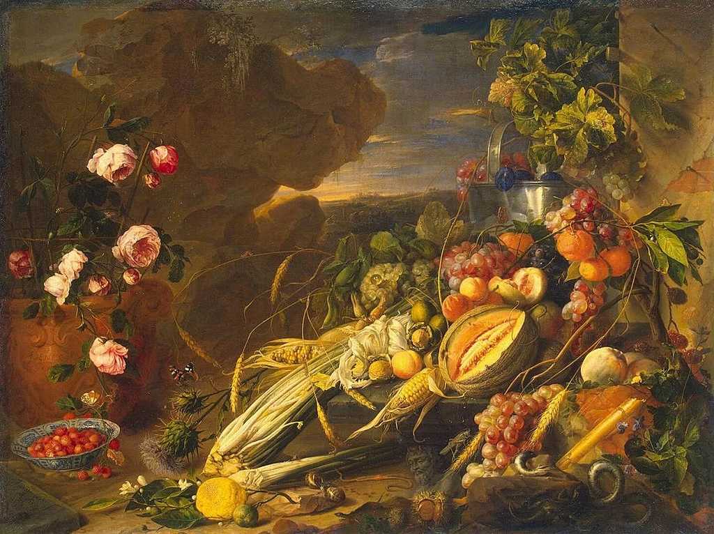 Jan Davidsz. de Heem 23 Frutta e un vaso di fiori Hermitage, San Pietroburgo
