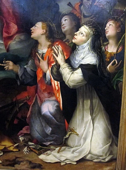 Madonna del Rosario (1578) - dettaglio, Museo nazionale di Capodimonte, Napoli.JPG