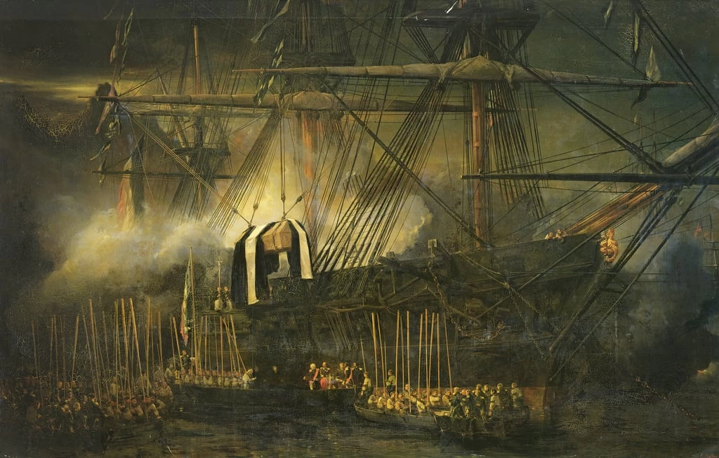 Eugène Isabey 53 La spedizione delle ceneri di Napoleone a bordo della 'Belle Poule' a Sant'Elena, 15 ottobre 1840 Versailles