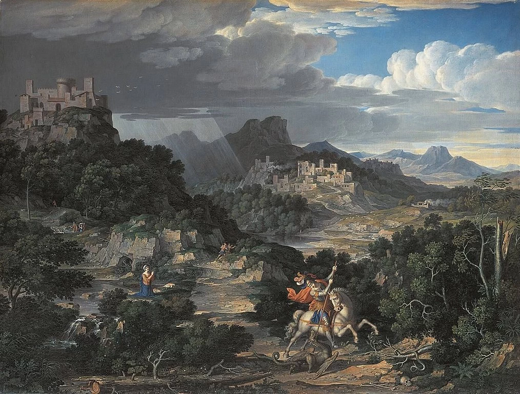 Joseph Anton Koch 50 Paesaggio eroico con S. Giorgio