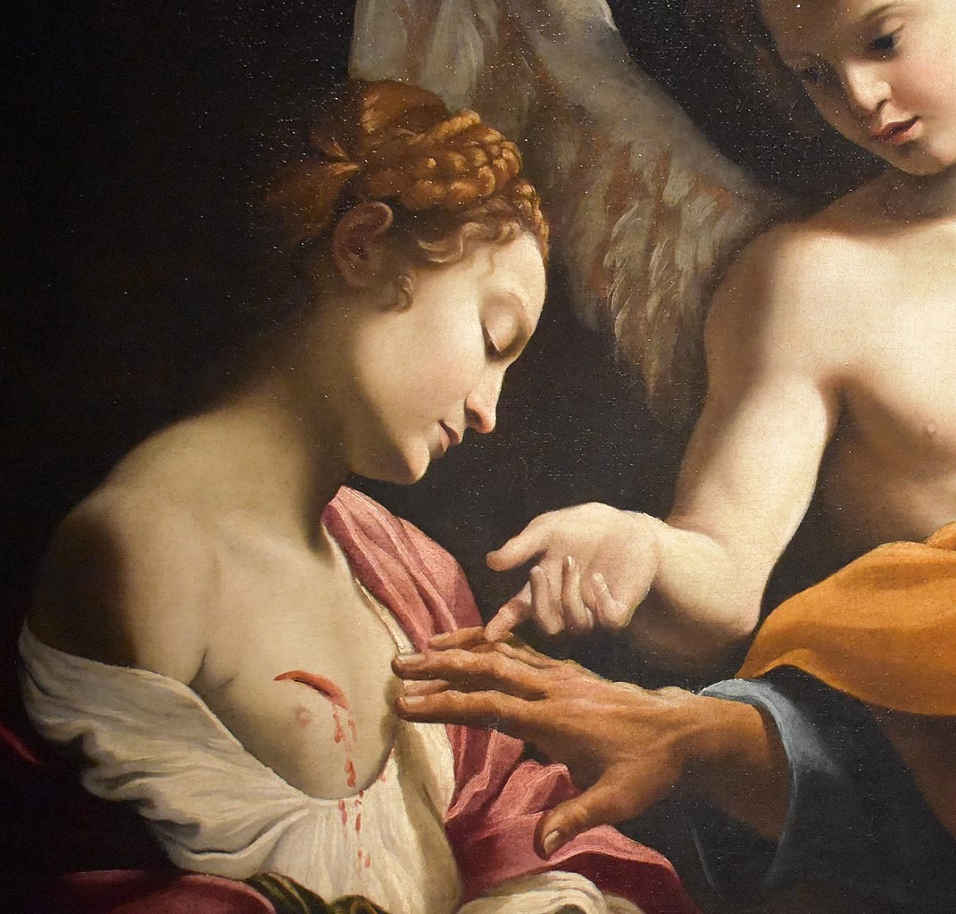 Giovanni Lanfranco 287 Sant'Agata visitata in carcere da san Pietro e un angelo Galleria Nazionale, Parma dettaglio