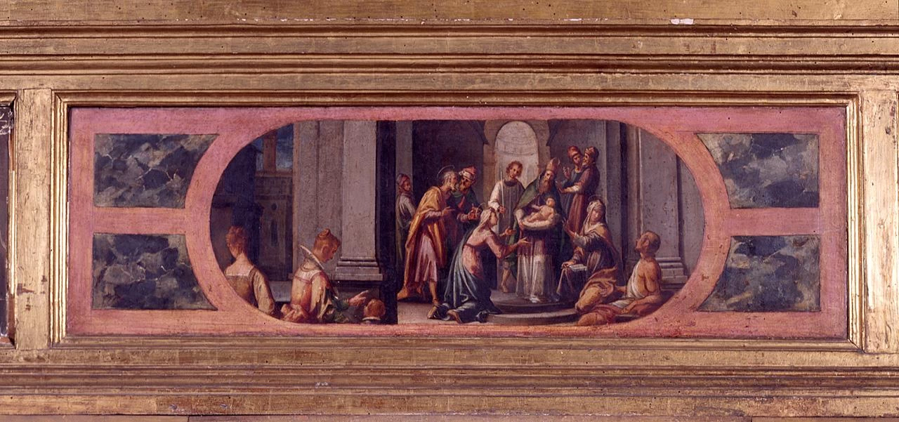 Aurelio Lomi 5 Adorazione dei Magi. Predella, presentazione di Gesù al tempio Chiesa di S. Spirito, Firenze