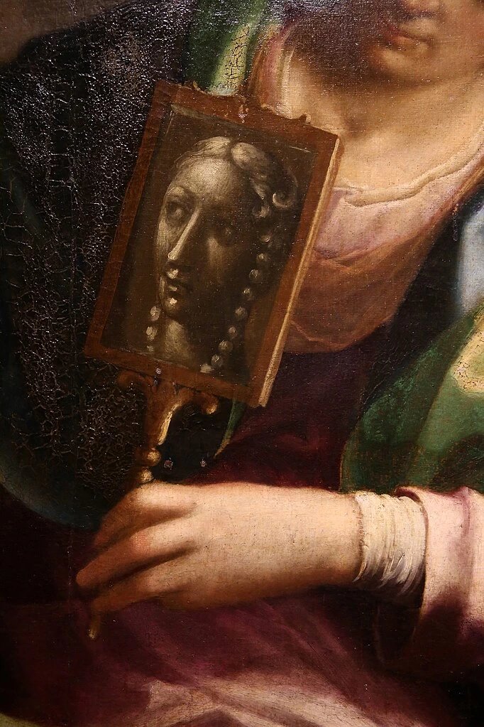 Aurelio Lomi 63 Le quattro virtù, la Prudenza, 1606 S. Michele in Borgo, Pisa dettaglio 1