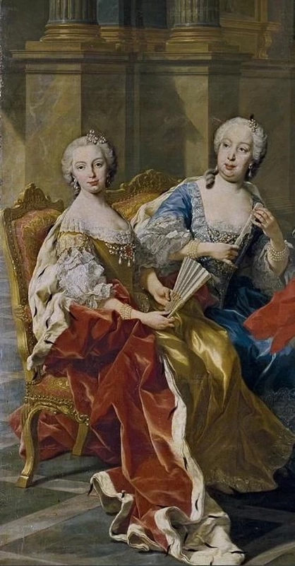 Louis Michel van Loo 118 Ritratto di María Ana Victoria e María Bárbara nel ritratto di famiglia di Filippo V