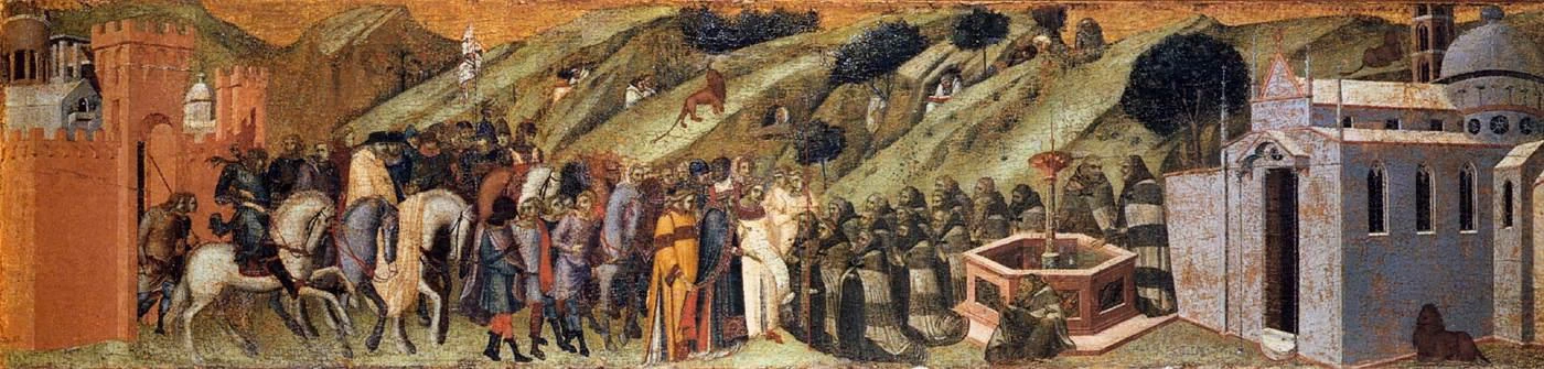 Pannello Predella - Eremiti alla Fontana di Elia, Museo Nazionale di Siena