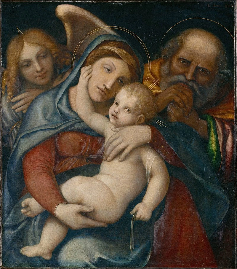 La sacra famiglia e l'angelo Gabriele