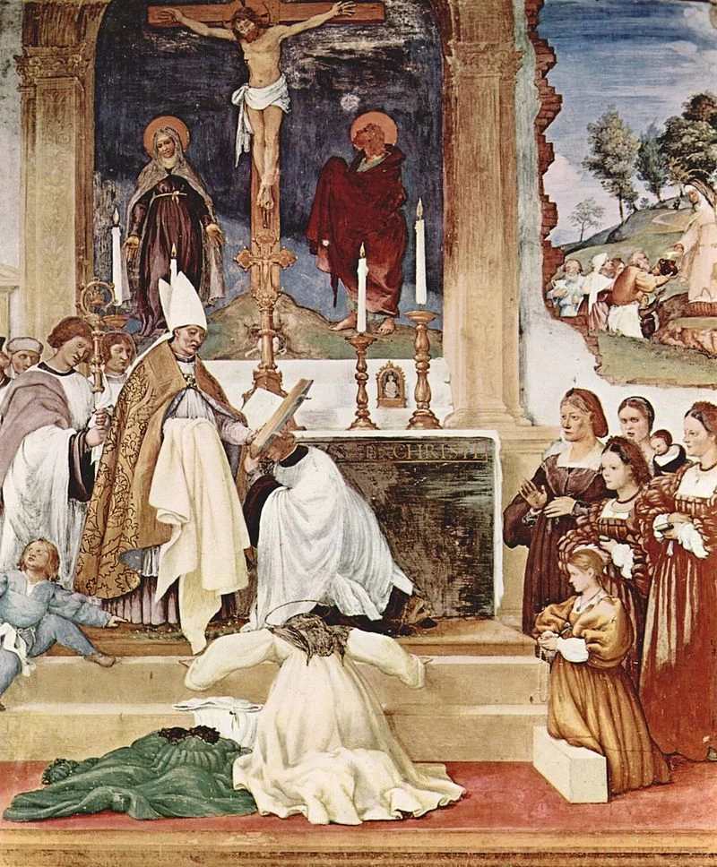 Vestizione e elemosina di santa Brigida, 1524, Trescore Balneario, Oratorio Suardi