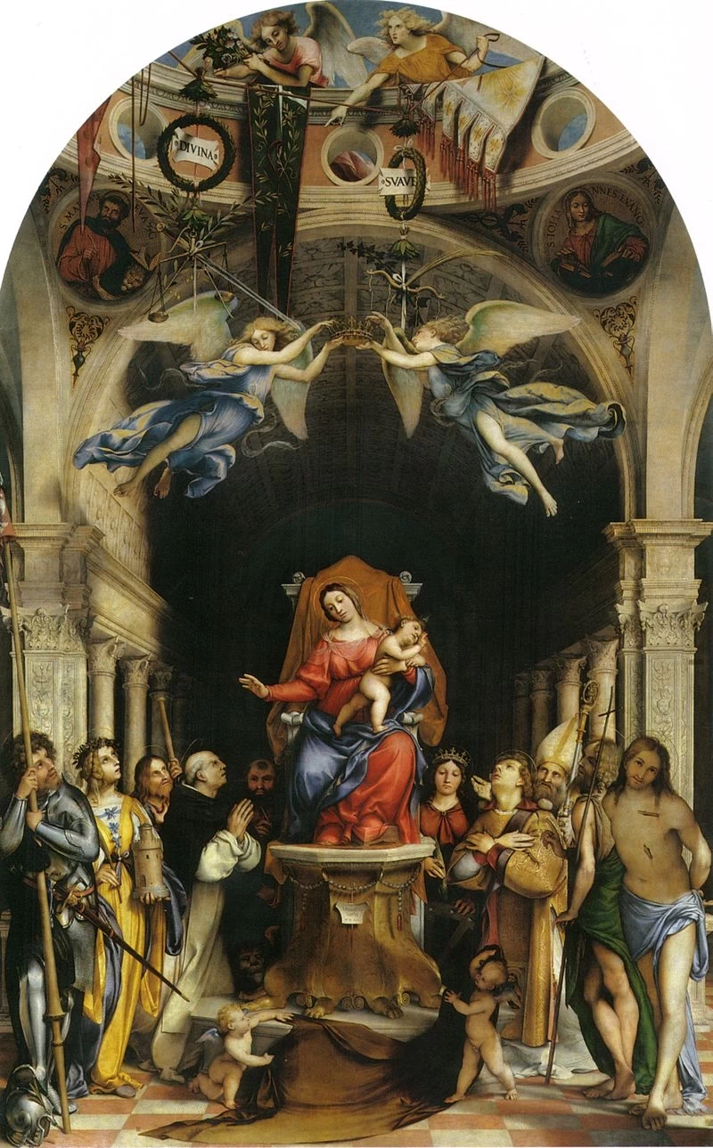 Pala Martinengo - Madonna in trono col Bambino venerata da molti Santi, 1513, Bergamo