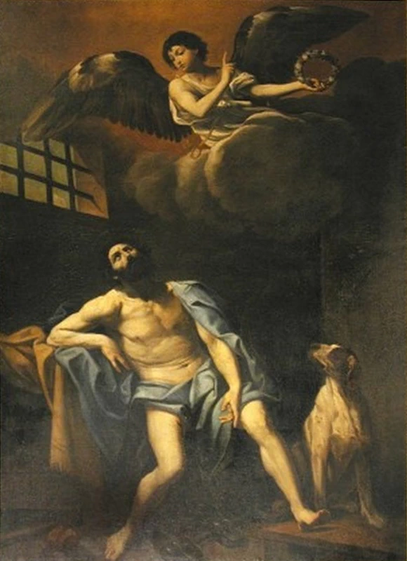 Albano Lugli 128 San Rocco in carcere confortato dall'angelo Carpi, Modena 1