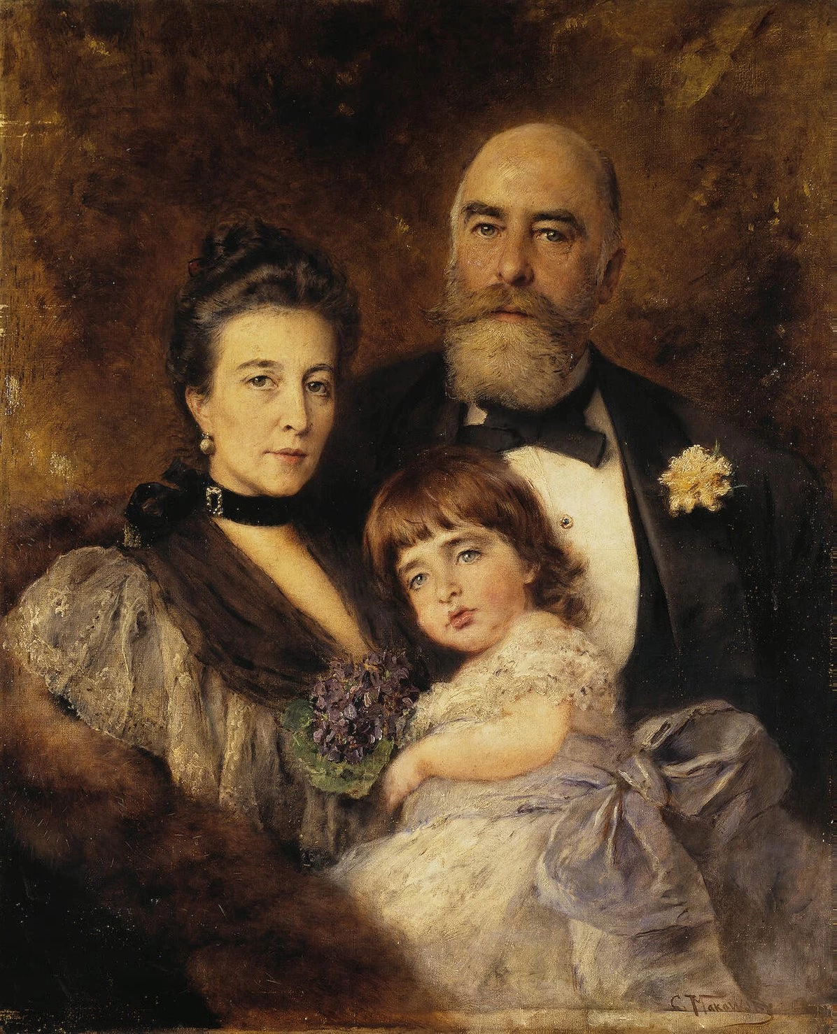 Konstantin Makovsky 130 Ritratto di gruppo di M.S. Volkov S.N. Volkova e S.M. Volkov Manzei Hermitage, San Pietroburgo