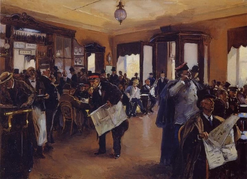 Vladimir Egorovič Makovskij 86 Scena al caffè Dominic a San Pietroburgo