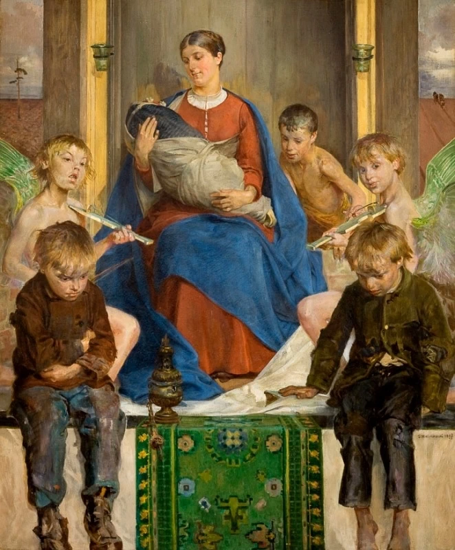 Jacek Malczewski 79 Madonna con bambini 1897 Museo Nazionale di Cracovia