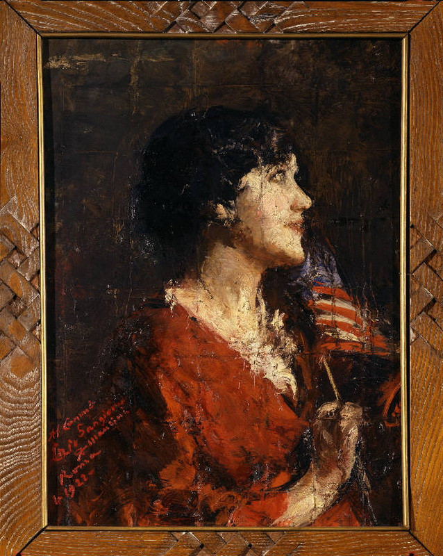 Ritratto di Maria Sangiovanni con la bandiera degli Stati Uniti d'America Galleria d'Arte Moderna e Contemporanea (GAMeC) , Bergamo