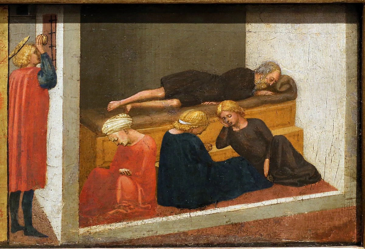 83 Predella con la storia di san Giuliano e san Nicola da Bari Bode museum Berlino dettaglio