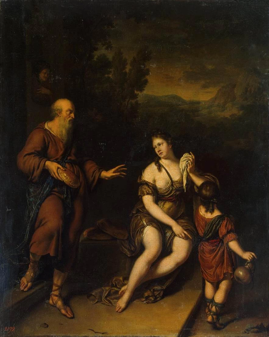Willem van Mieris 54 L'espulsione di Agar Hermitage, San Pietroburgo