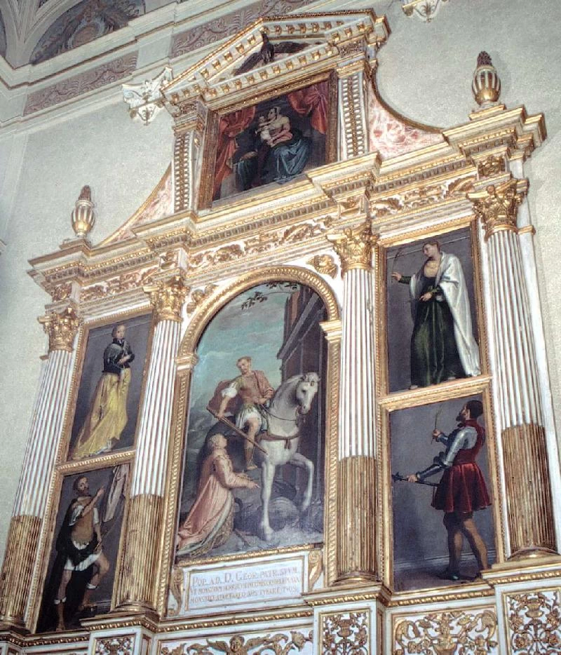 G. B. (1575 - 1578), Polittico con San Giorgio e la principessa; Madonna col Bambino e santi