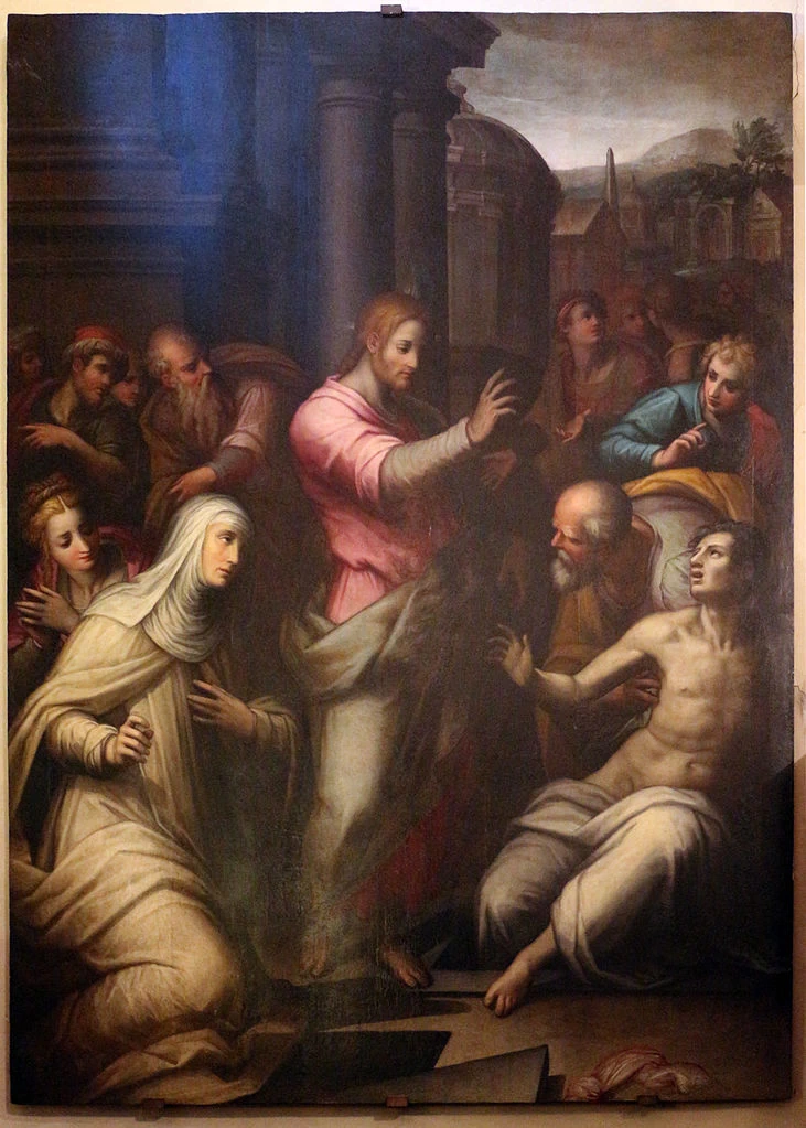 Giovanni Battista Naldini 83 resurrezione di Lazzaro con santa Marta vestita da umiliata, 1583 Firenze