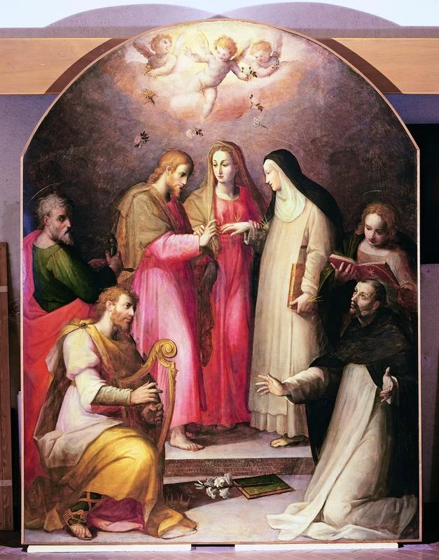 Giovanni Battista Naldini 95 Sposalizio mistico di Santa Caterina da Siena tra David, San Domenico, San Paolo e San Giovanni evange Museo Civico, Prato