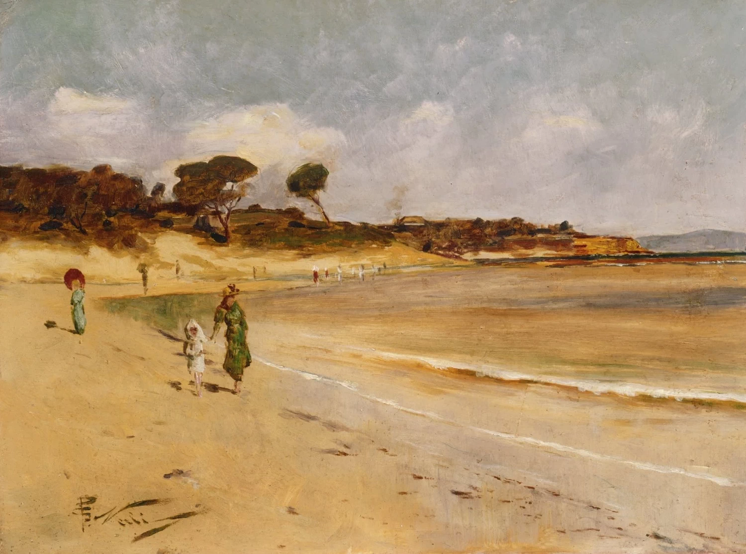Girolamo Nerli 66 Scena sulla spiaggia, Sandringham, 1889
