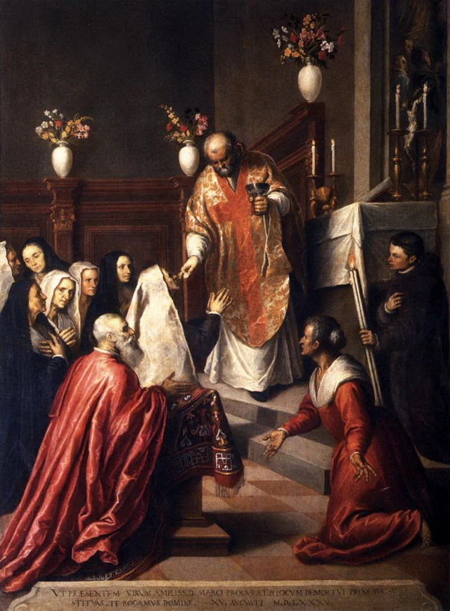 Pasquale Cicogna assiste alla messa celebrata nell ’oratorio dei Crociferi da padre Priamo Balbi