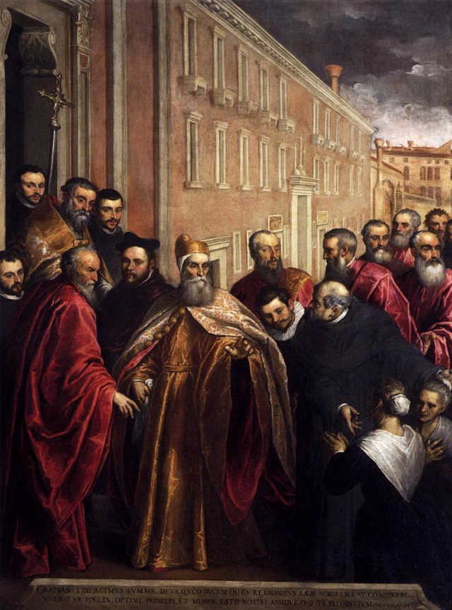 Pasquale Cicogna in vesti dogali visita la chiesa