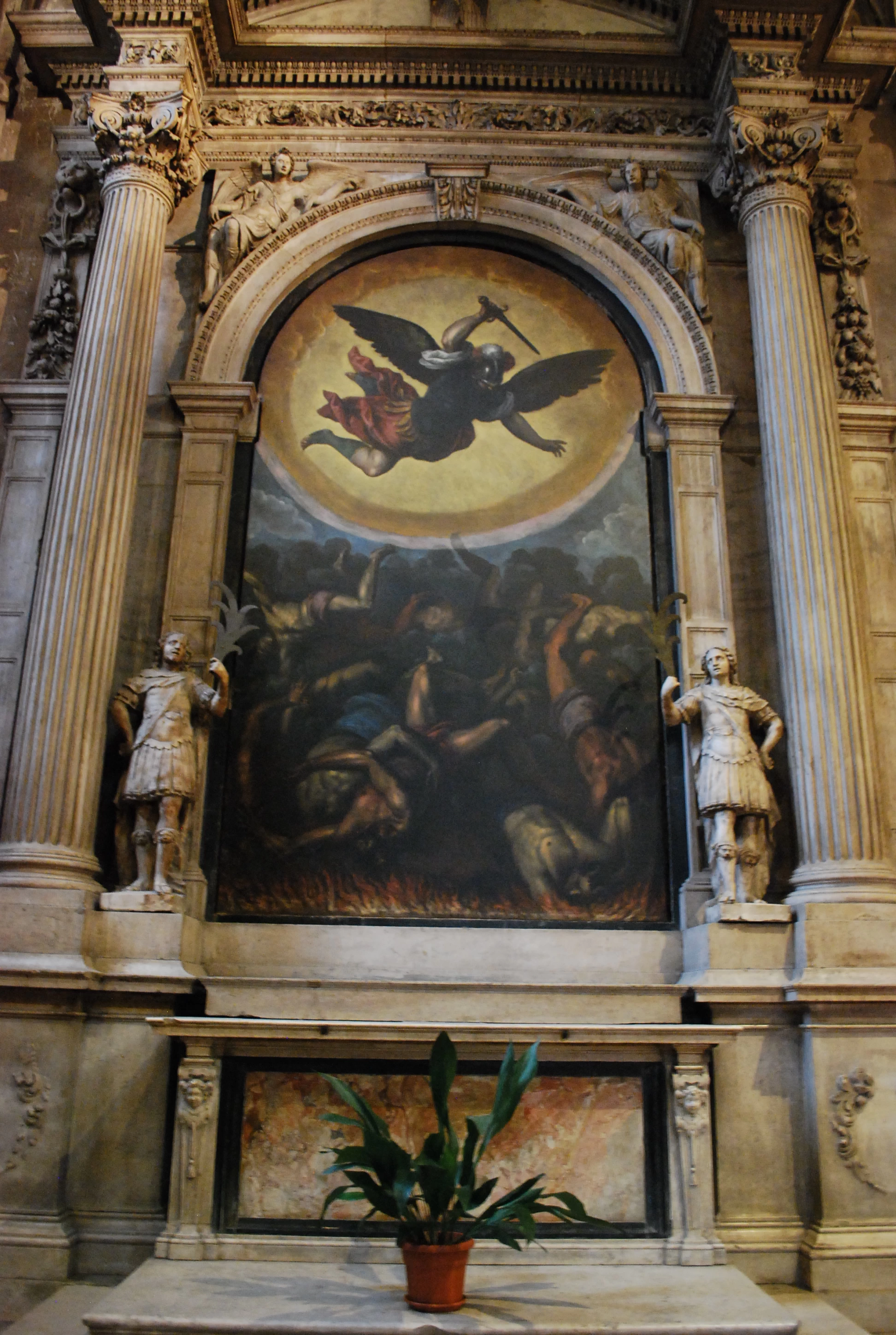 L'Arcangelo Miche scaccia gli angeli ribelli - Chiesa del Carmine, Brescia