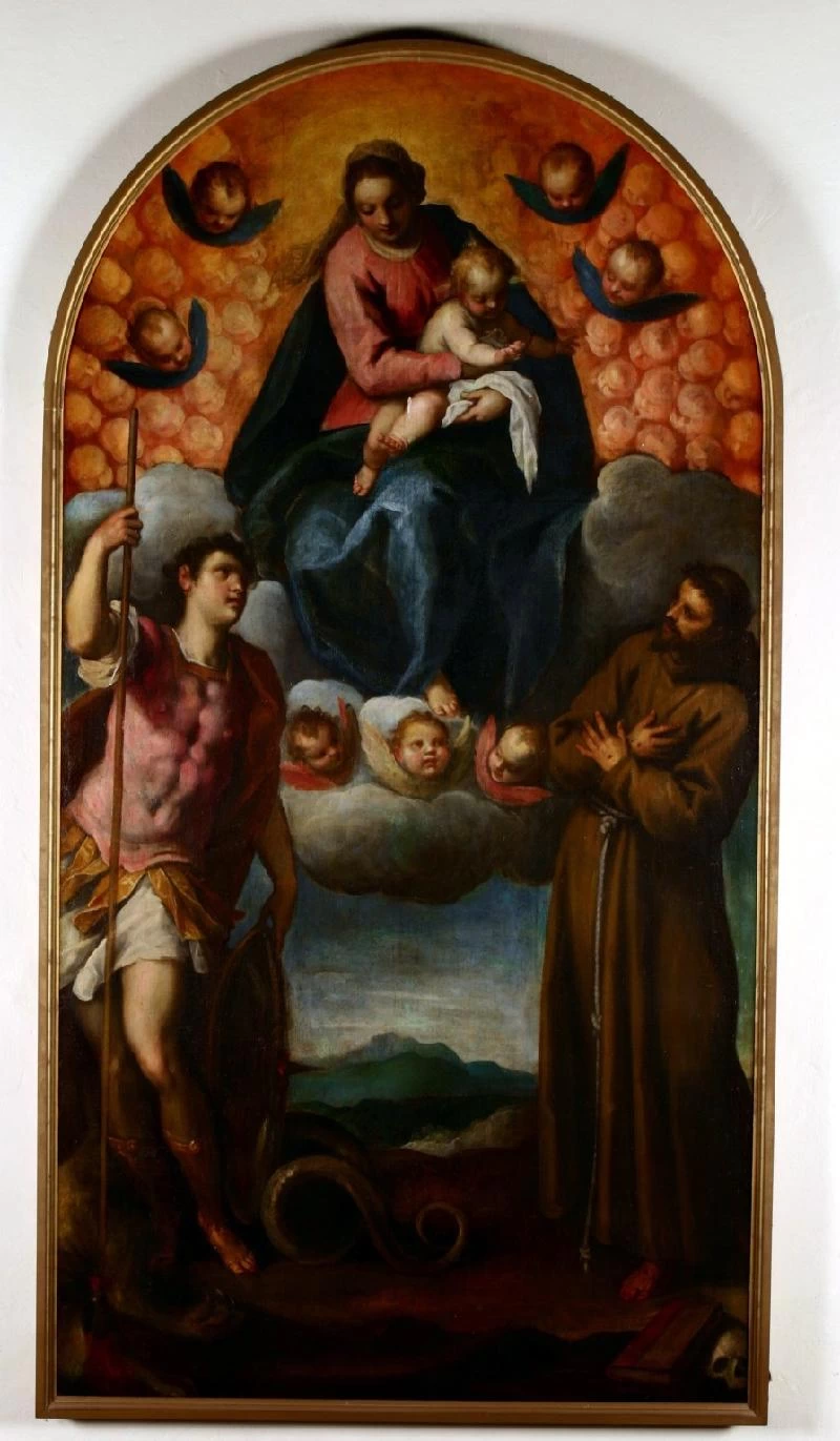 Negretti J. (1611), Madonna con Gesù Bambino e Santi Francesco e Giorgio