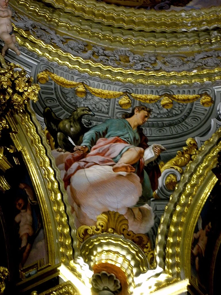 Antonio Palomino 70 Volta del Tabernacolo della Certosa di Nostra Signora dell'Assunzione. Nei pennacchi, San Giovanni Evangelista Granada