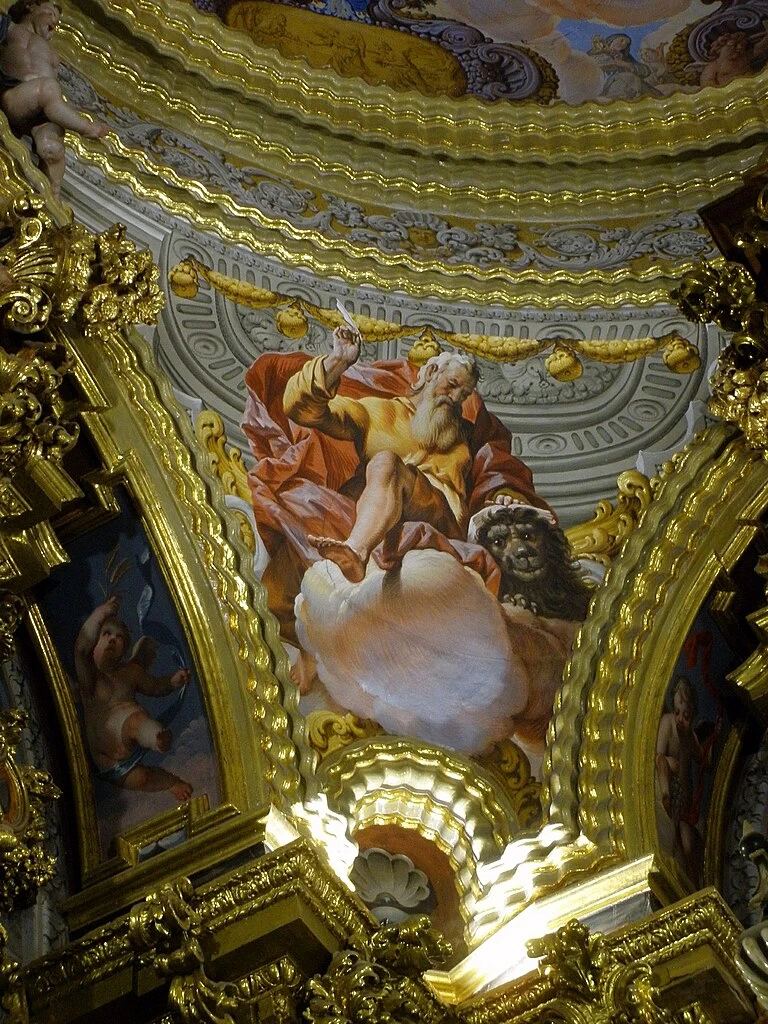 Antonio Palomino 72 Volta del Tabernacolo della Certosa di Nostra Signora dell'Assunzione. Nei pennacchi, San Marco Evangelista Granada