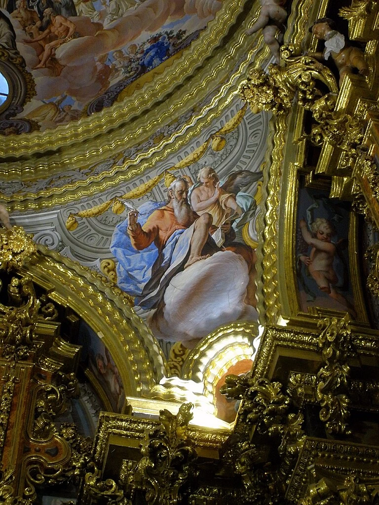 Antonio Palomino 73 Volta del Tabernacolo della Certosa di Nostra Signora dell'Assunzione. Nei pennacchi, San Matteo Evangelista Granada
