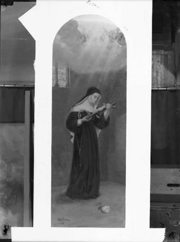 Lazzaro Pasini 92 Riproduzione di opera d'arte. Dipinto di Lazzaro Pasini. S. Rita da Cascia Biblioteca Nazionale Braidense, Milano