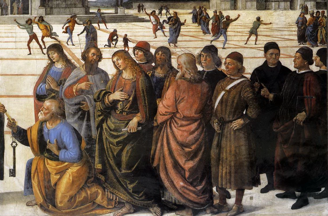 Cristo consegna le chiavi a Pietro - dettaglio1, Cappella Sistina, Vatican