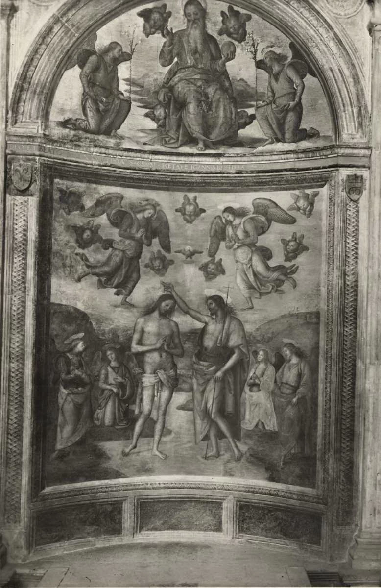 Battesimo di Cristo, Dio Padre benedicente e angeli, Oratorio della Nunziatella