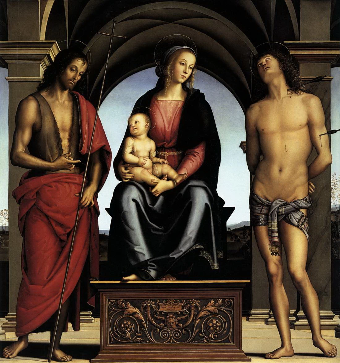 Madonna col Bambino e i santi Giovanni Battista e Sebastiano - Galleria degli Uffizi, Florence