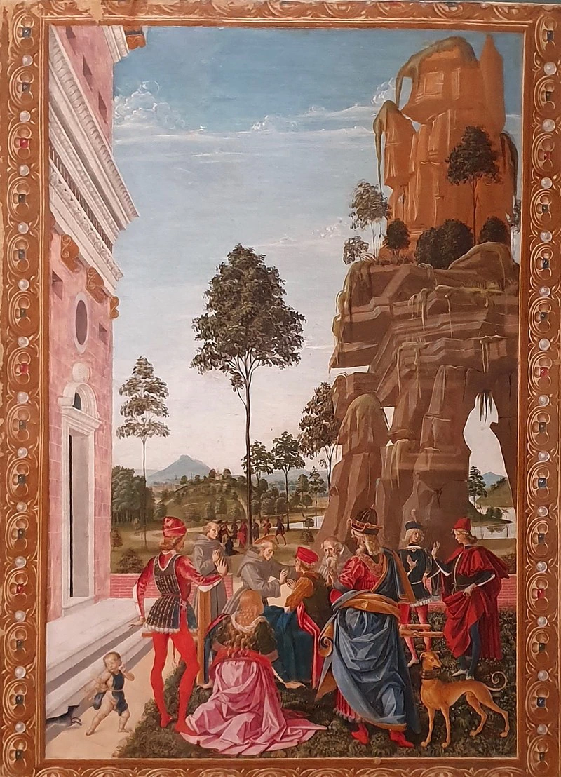 I miracoli di san Bernardino - San Bernardino Rianima un uomo trovato sotto un albero sulla strada per Verona, Galleria Nazionale dell'Umbria, Perugia