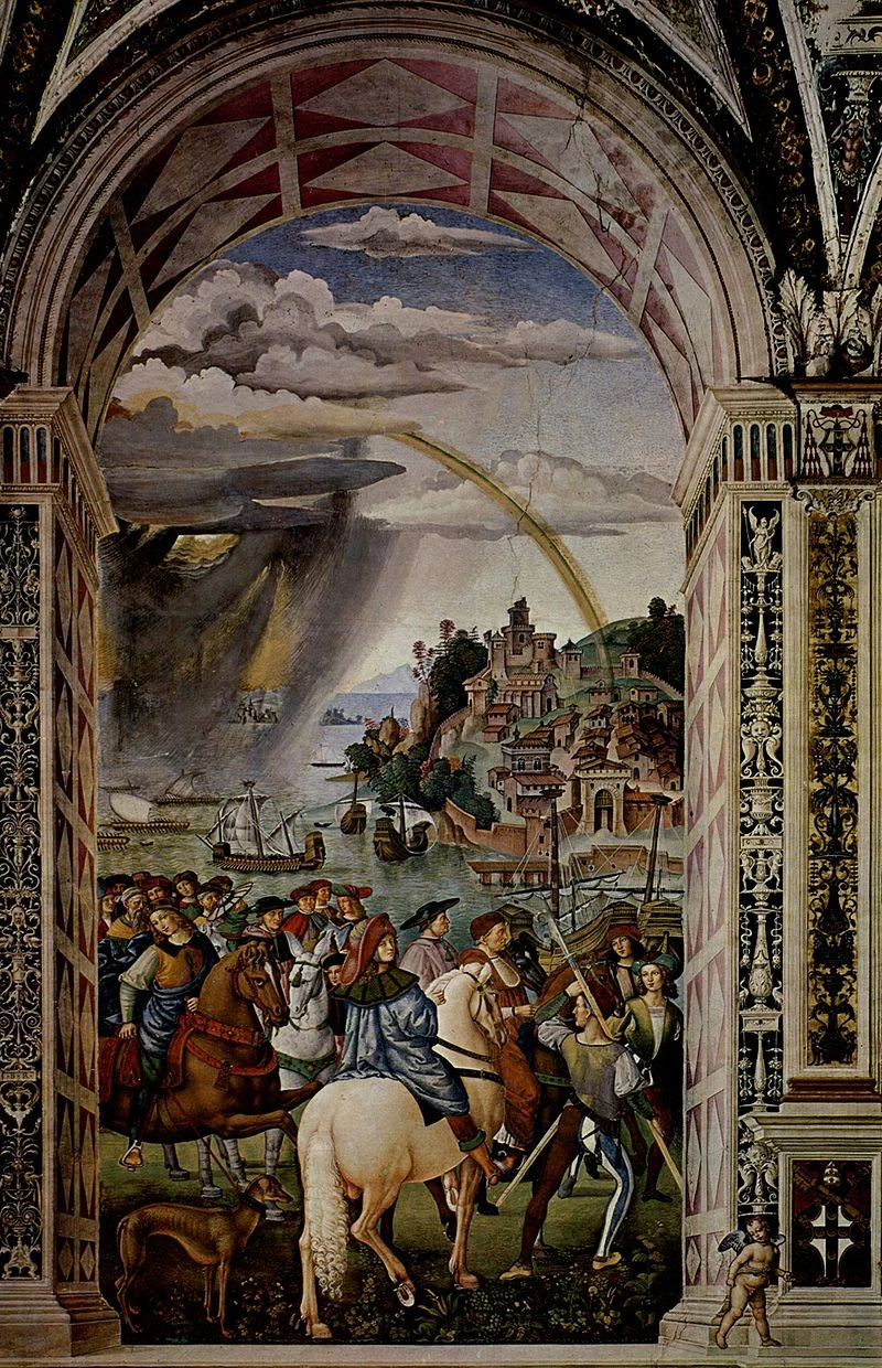 Enea Silvio Piccolomini parte per il concilio di Basilea - Libreria Piccolomini, Siena