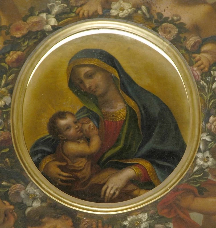 Paolo Gerolamo Piola 27 La Vergine con i Santi Domenico Ignazio e Rosa. Madonna con Bambino e Santi Genova dettaglio