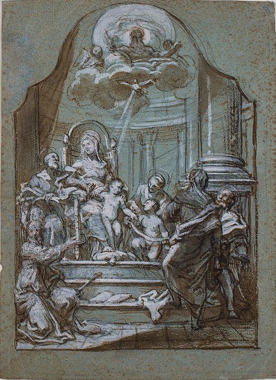 Paolo Gerolamo Piola 85 la Sacra Famiglia, Sant'Elisabetta e San Giovanni attrubuito