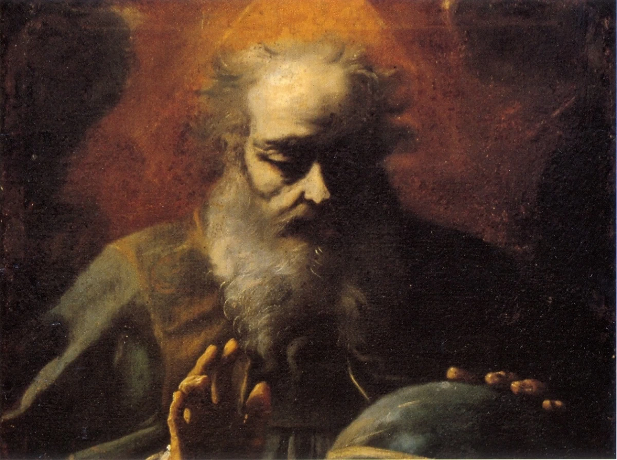 Mattia Preti 275 Madonna in gloria e i ss. Gaetano di Thiene e Francesco di Paola. Padre Eterno, cimasa Chiesa di Sant'Andrea, Taverna, Cosenza