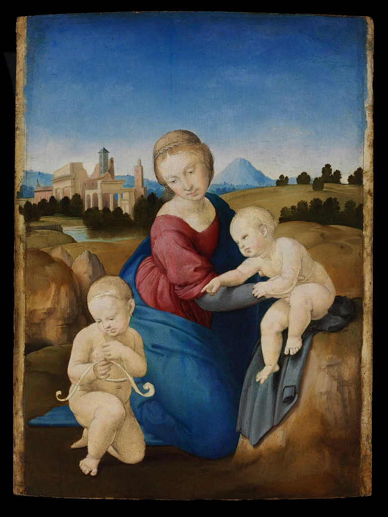 Raffaello Sanzio 321 Madonna col Bambino e San Giovannino. Madonna Esterhazy Szépművészeti Múzeum, Budapest