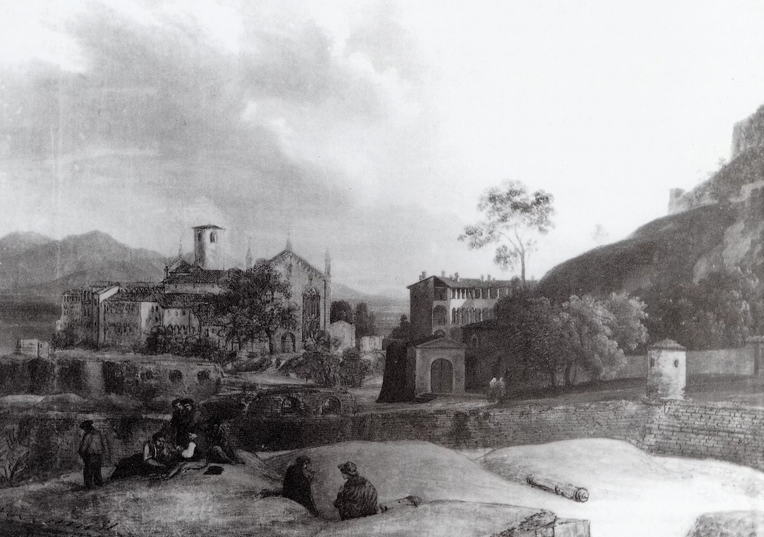 Pietro Ronzoni 3 Complesso di Sant'Agostino, veduta nord occidentale dalle Mura di San Lorenzo