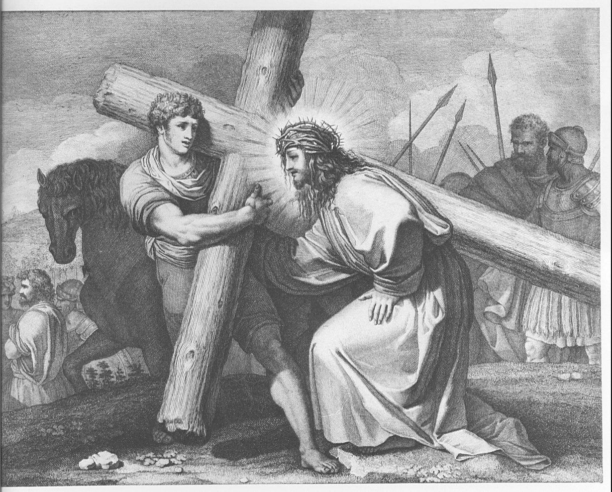 Giuseppe Sabatelli 13 Via crucis stazione V Gesù aiutato da Simone il Cireneo a portare la croce Mariano Comense