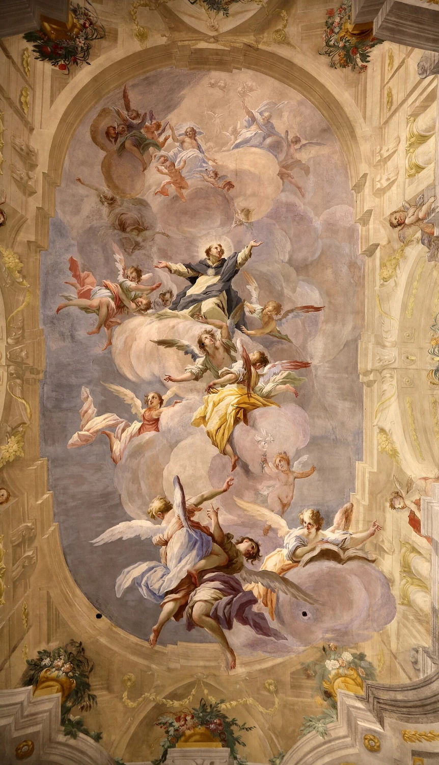 Gloria di san Tommaso, con quadrature di Rinaldo Botti e figure minori di Rinieri del Pace