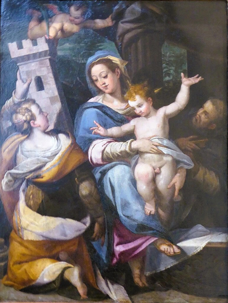 Orazio Samacchini 38 La Vergine col Bambino, santa Barbara, san Raimondo di Penyafort e un angelo Museo Sammachini, Chartres