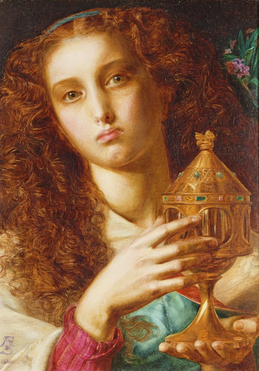 Frederick Sandys 30 La figlia di Re Pelles che porta il Sancgraal, 1861
