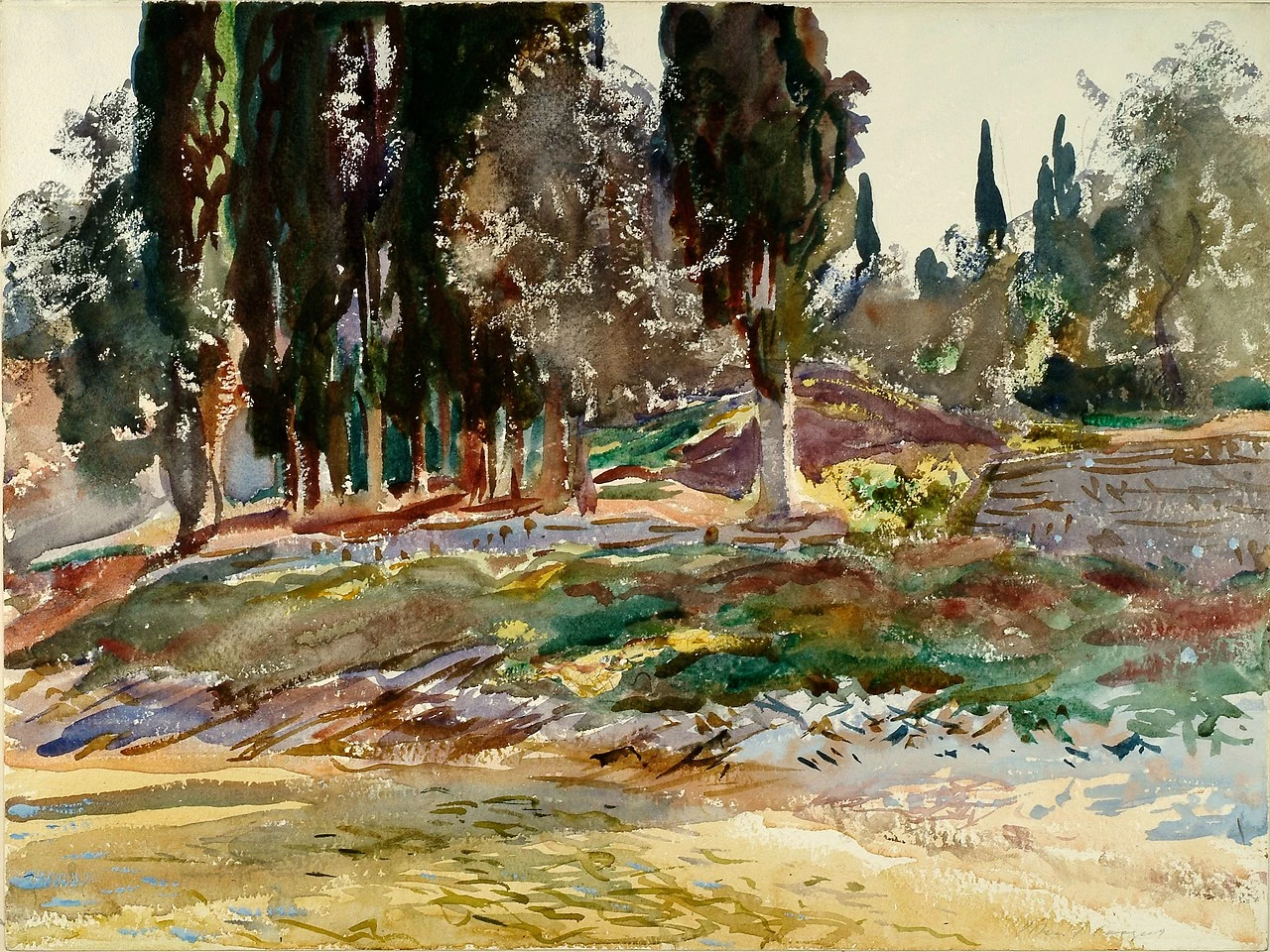 John Singer Sargent 15 Cipressi a San Vigilio, Lago di Garda Birmingham Museum and Art Gallery